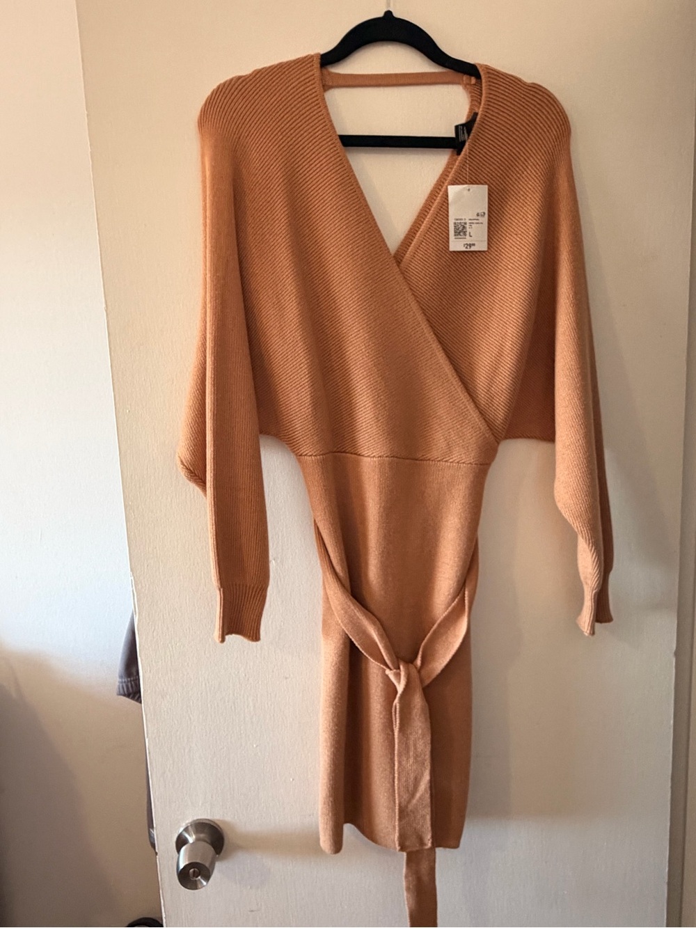 Forever 21 Ribbed V-Neck Knit Dress in Tan
